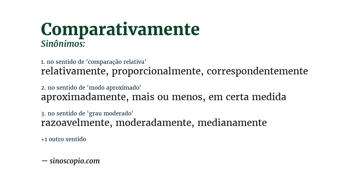 Sinônimo de comparativamente