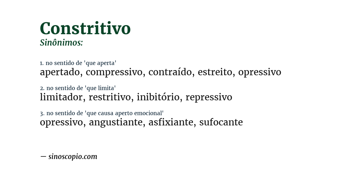 Sinônimo de constritivo