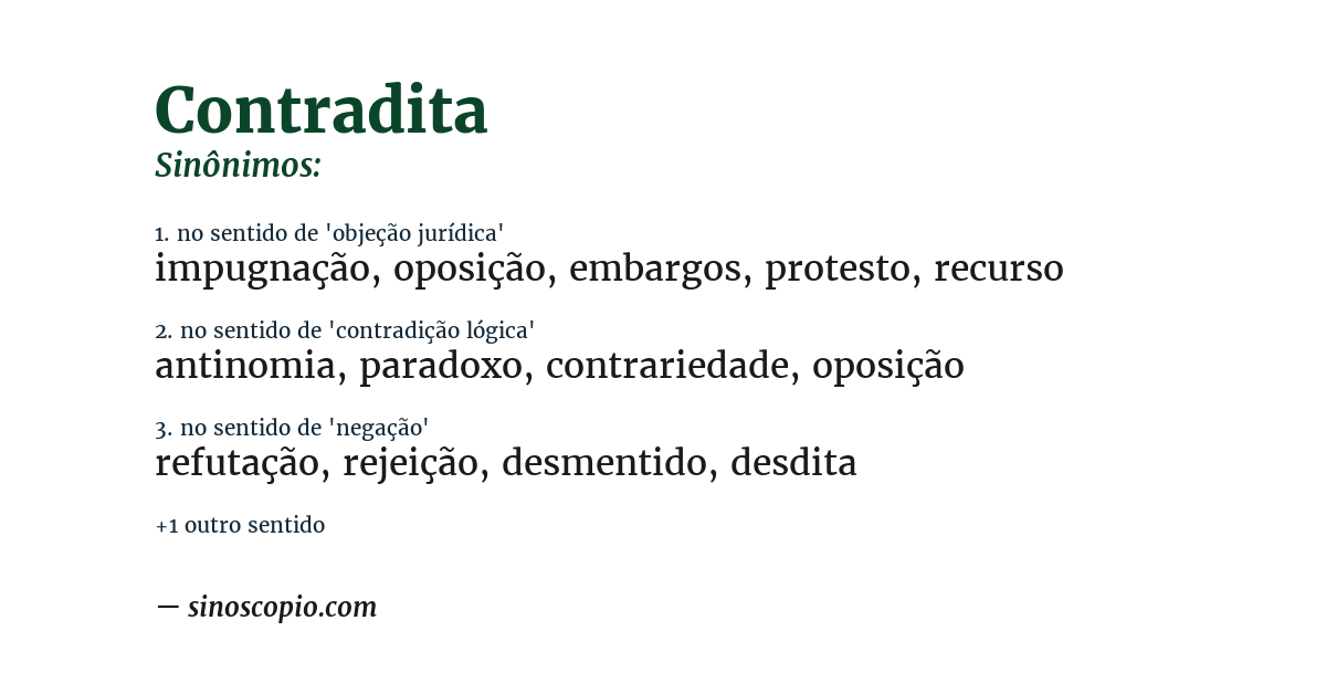 Sinônimo de contradita