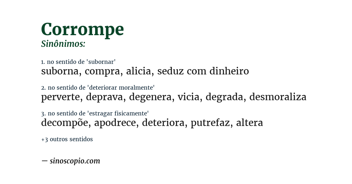 Sinônimo de corrompe