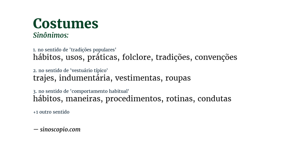 Sinônimo de costumes