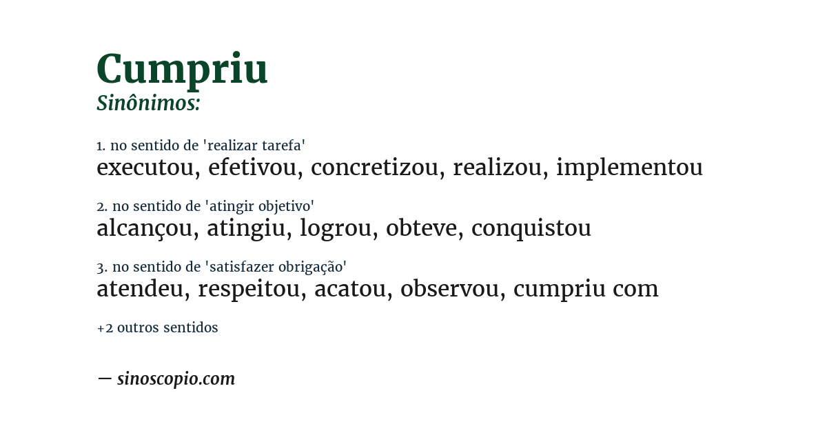 Sinônimo de cumpriu