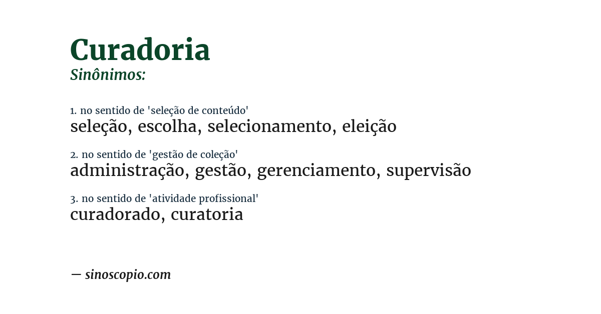 Sinônimo de curadoria