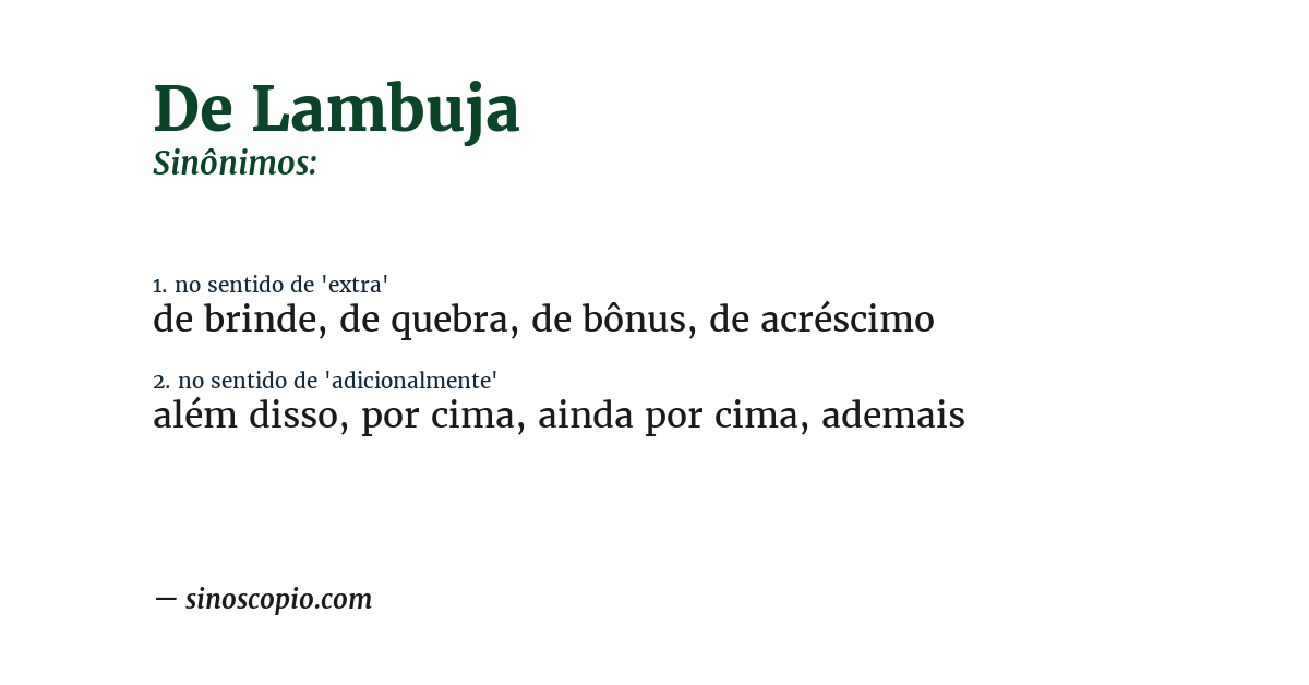 Sinônimo de de lambuja