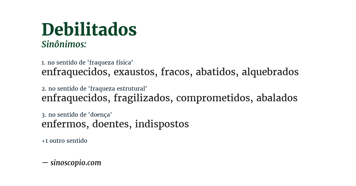 Sinônimo de debilitados
