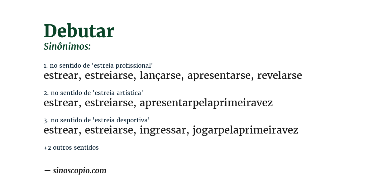 Sinônimo de debutar