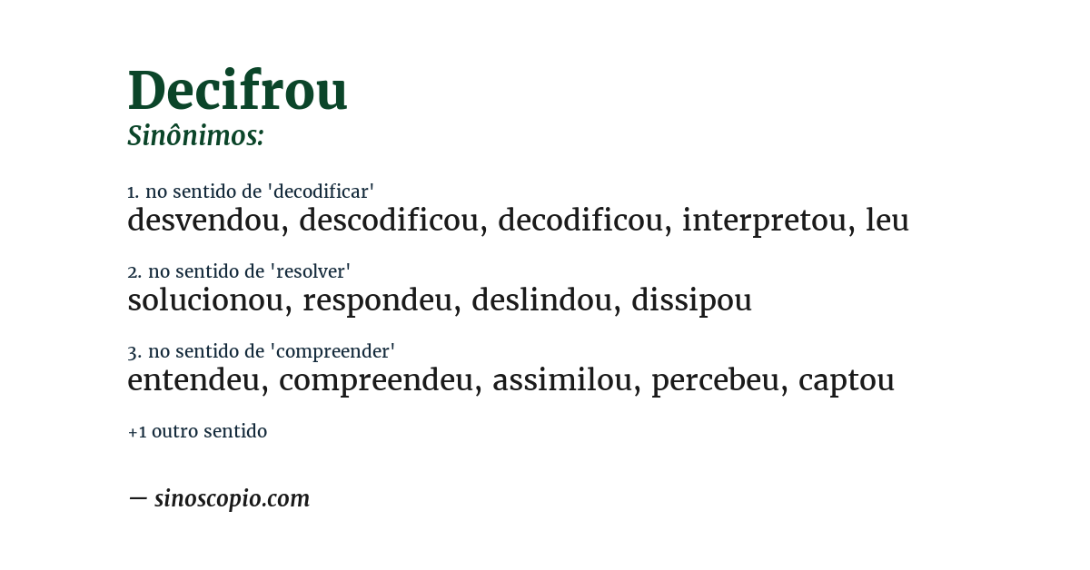 Sinônimo de decifrou