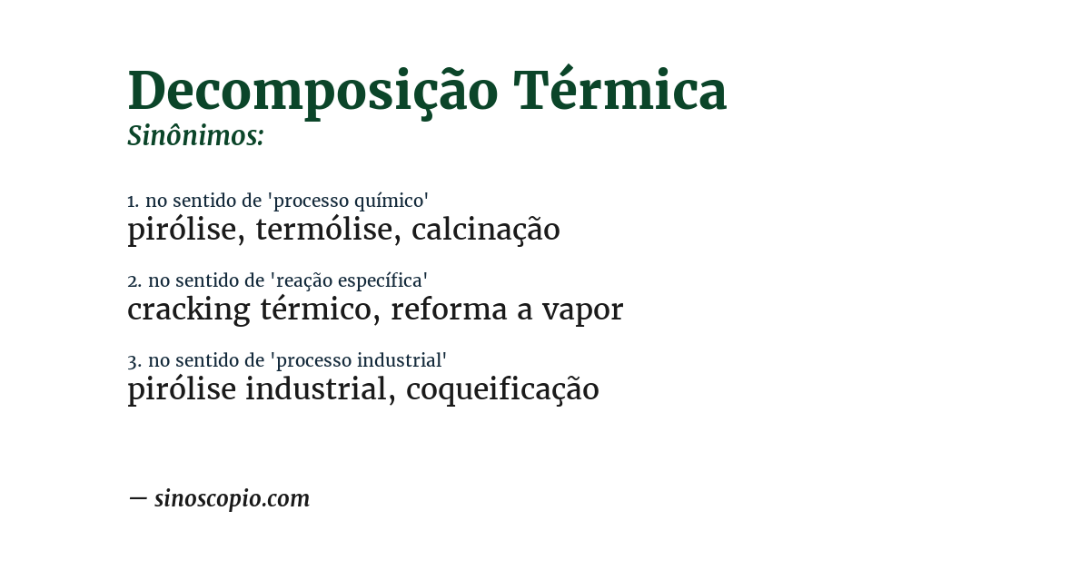 Sinônimo de decomposição térmica