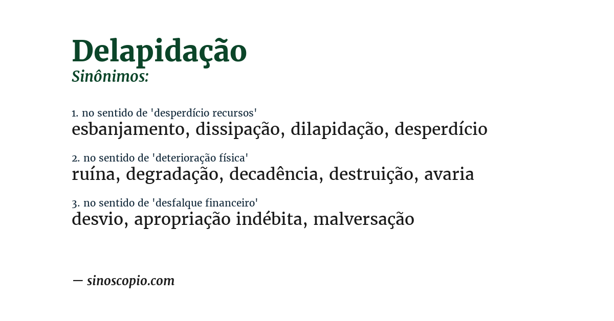 Sinônimo de delapidação