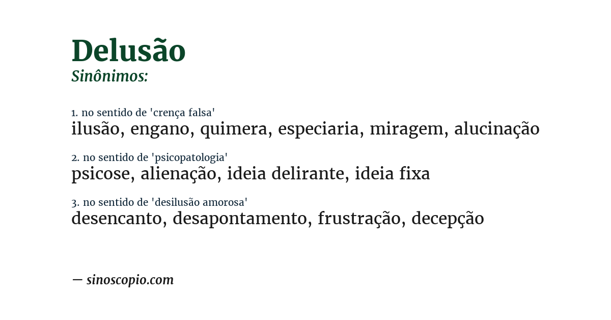 Sinônimo de delusão