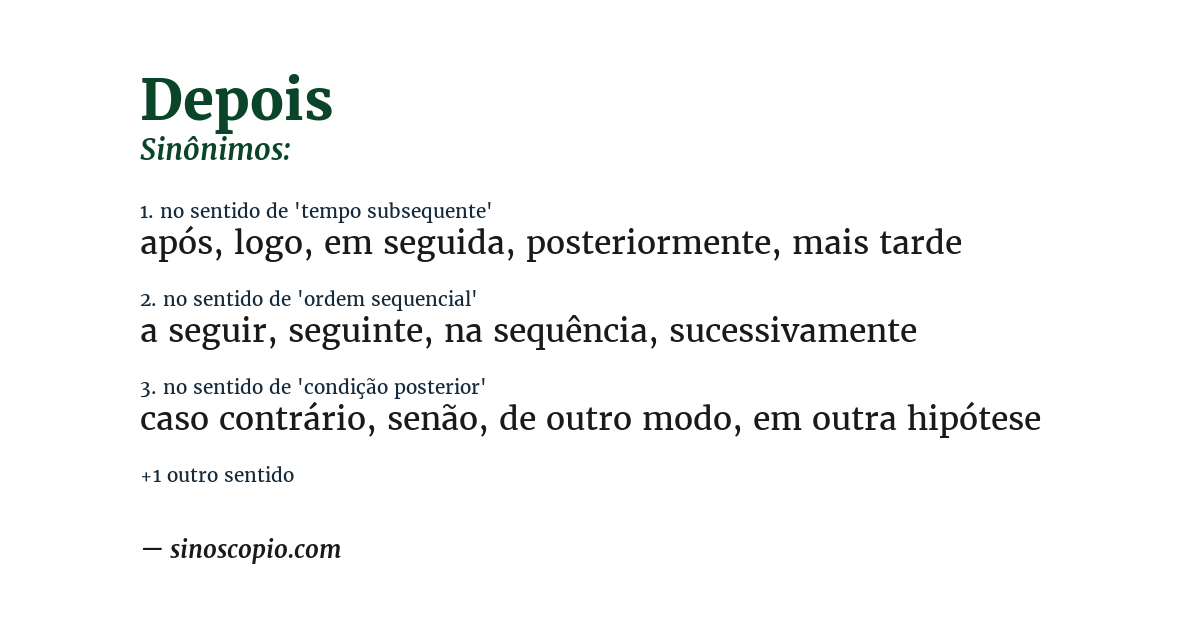 Sinônimo de depois