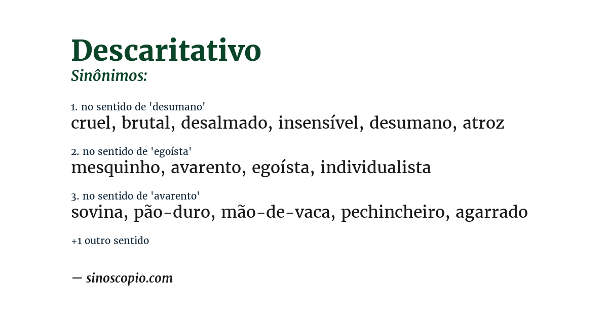 Sinônimo de descaritativo