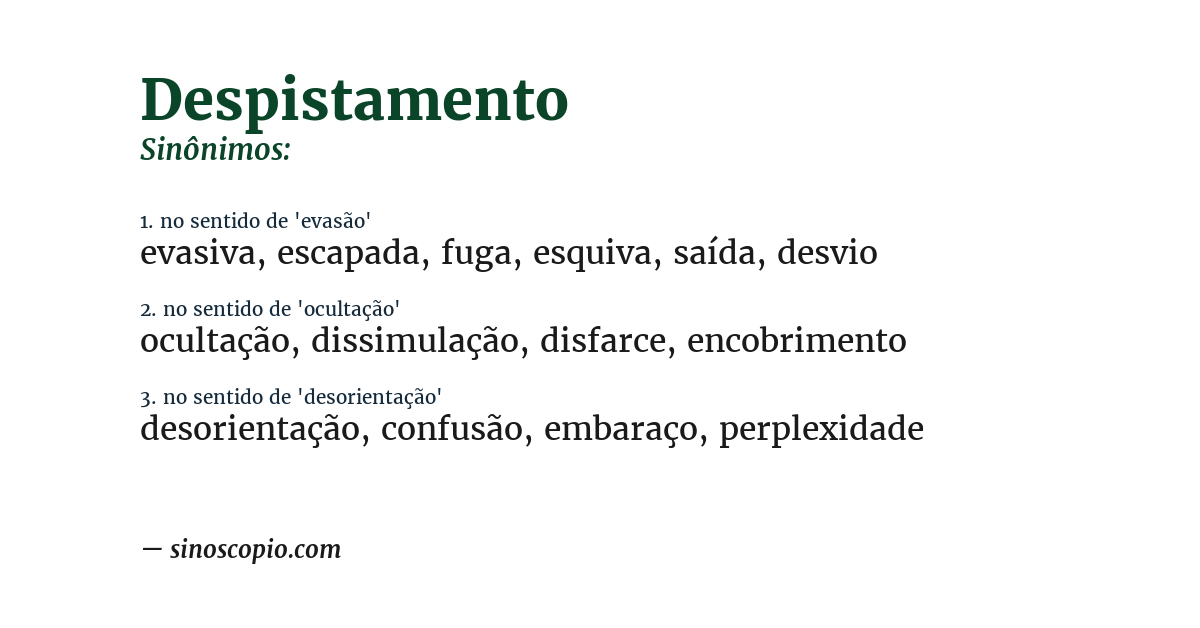 Sinônimo de despistamento