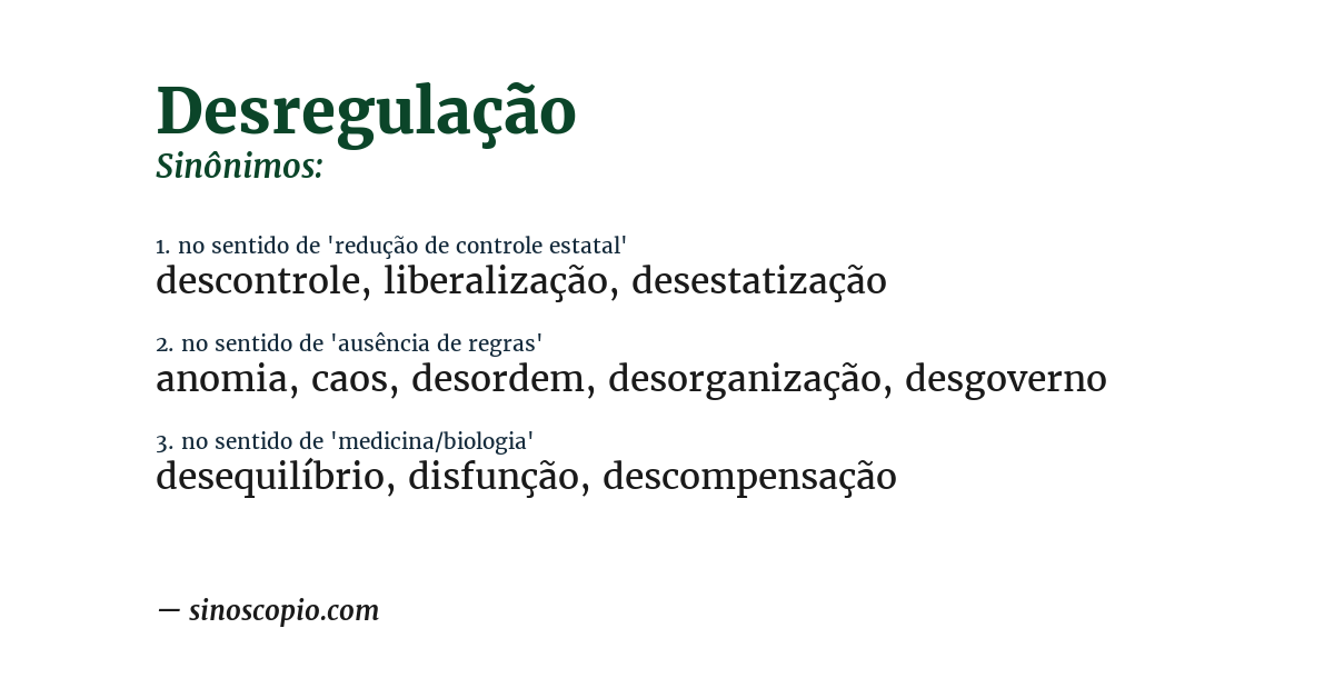 Sinônimo de desregulação