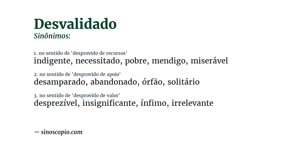 Sinônimo de desvalidado