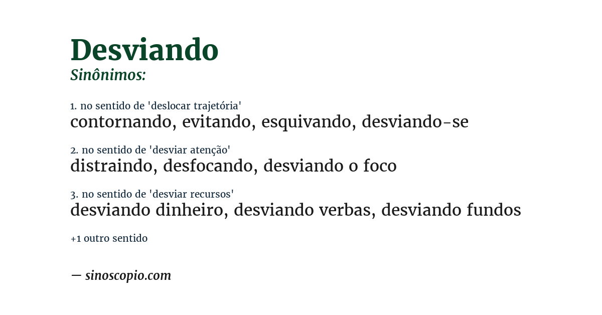 Sinônimo de desviando