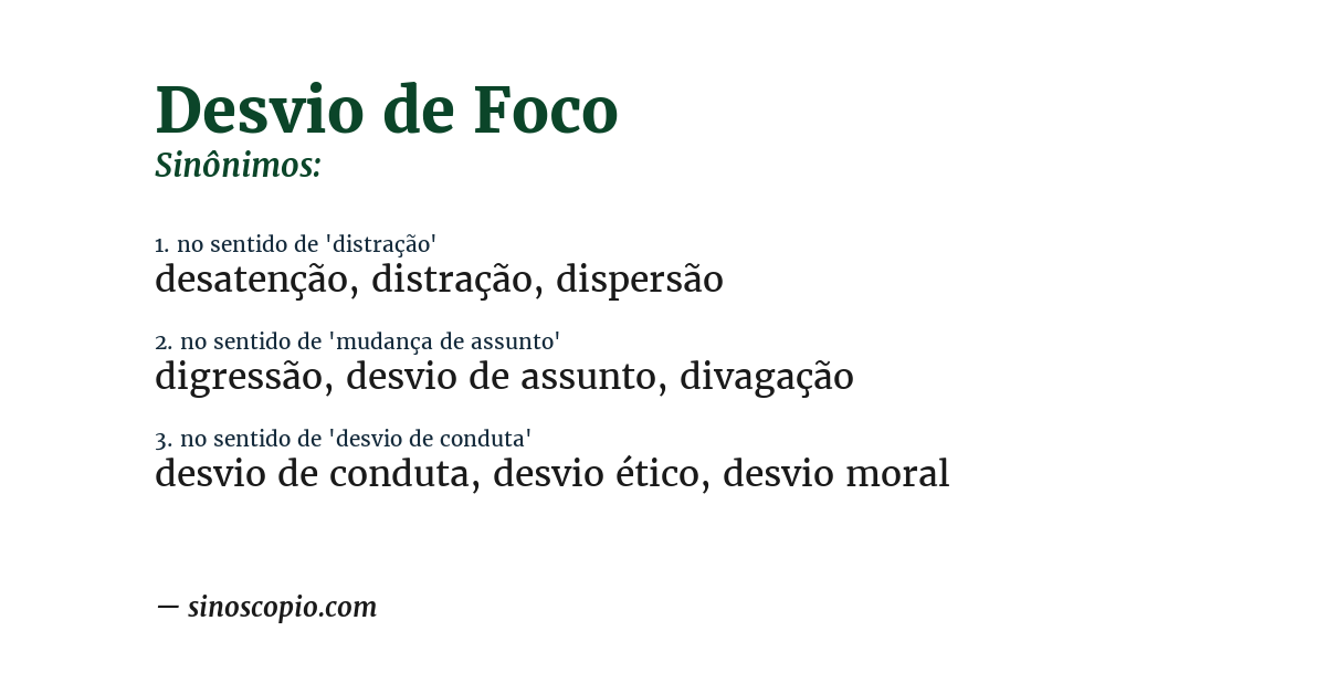 Sinônimo de desvio de foco
