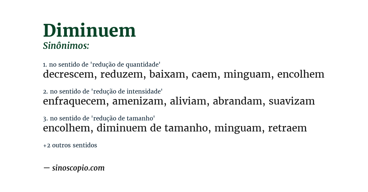Sinônimo de diminuem