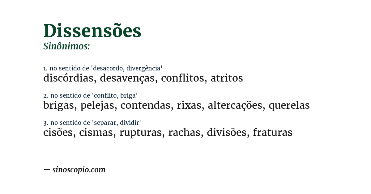 Sinônimo de dissensões