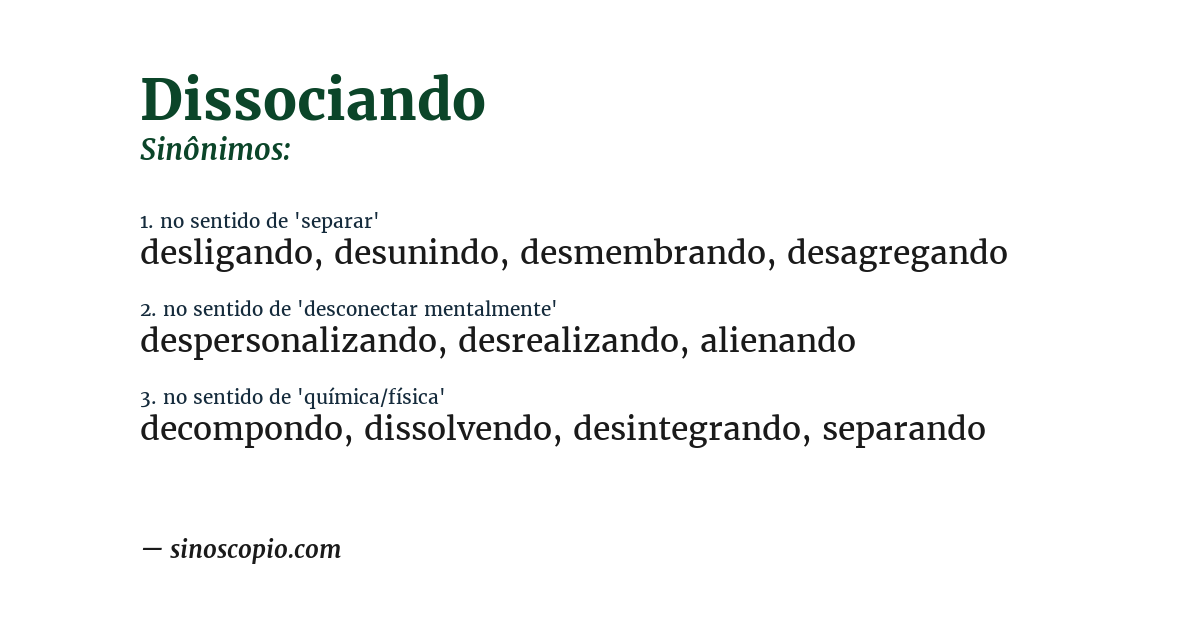 Sinônimo de dissociando