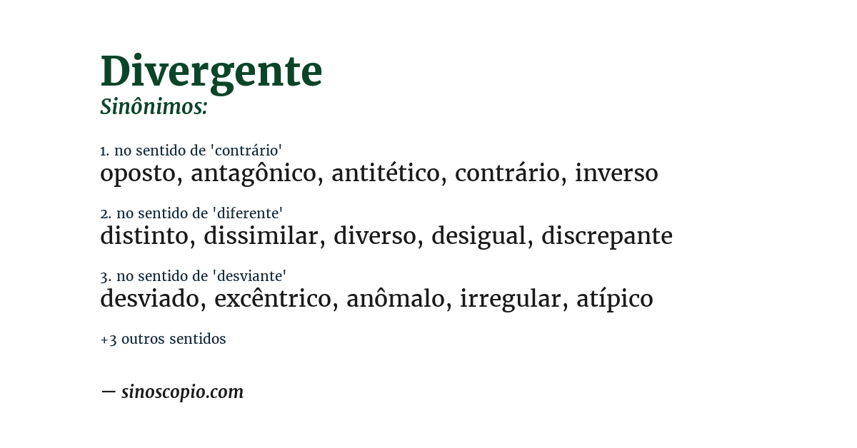 Sinônimo de divergente