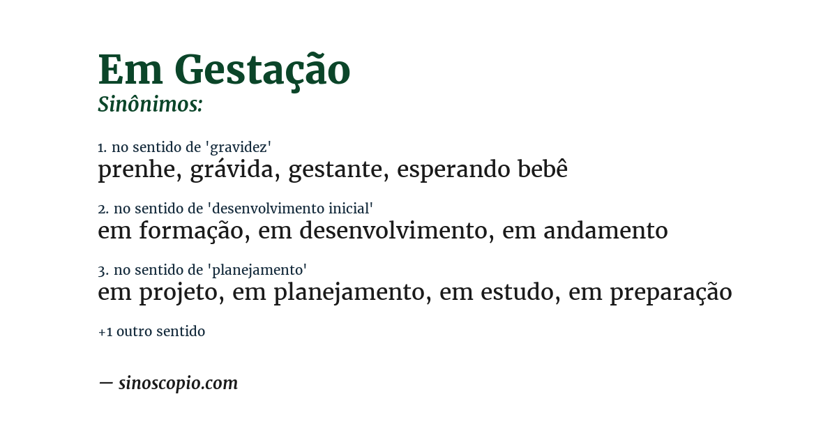 Sinônimo de em gestação