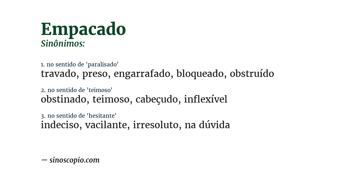Sinônimo de empacado
