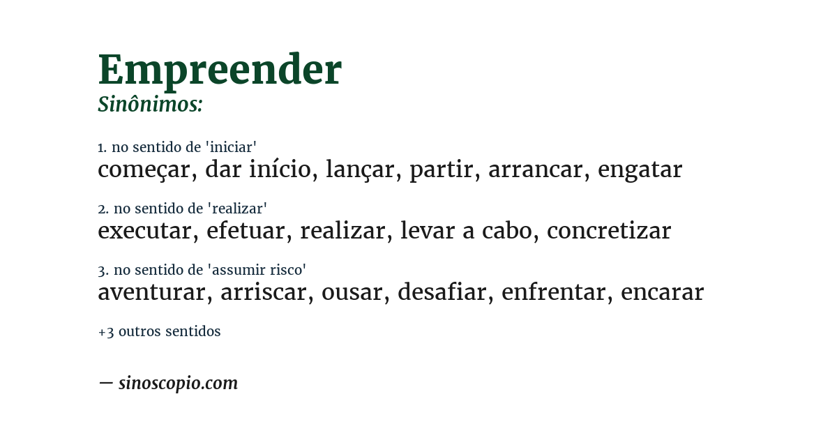 Sinônimo de empreender