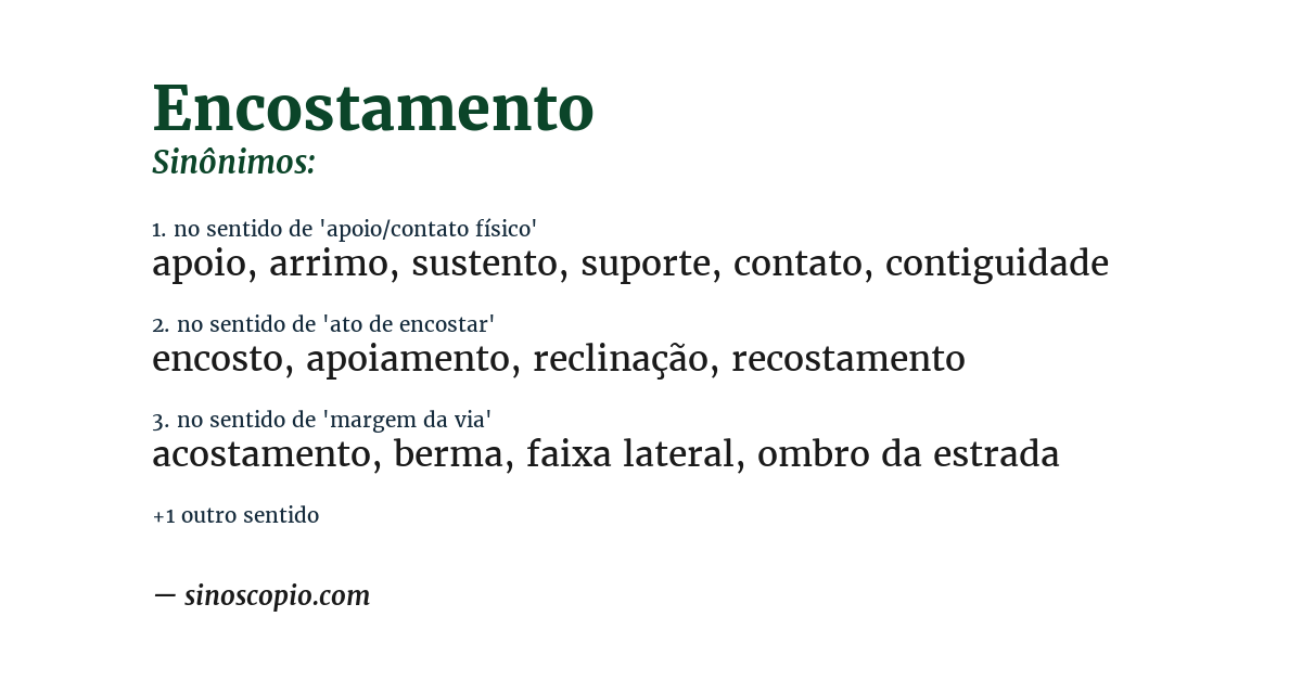 Sinônimo de encostamento