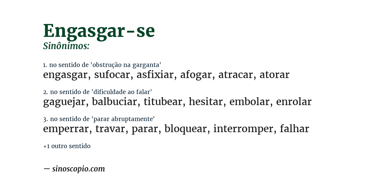 Sinônimo de engasgar-se