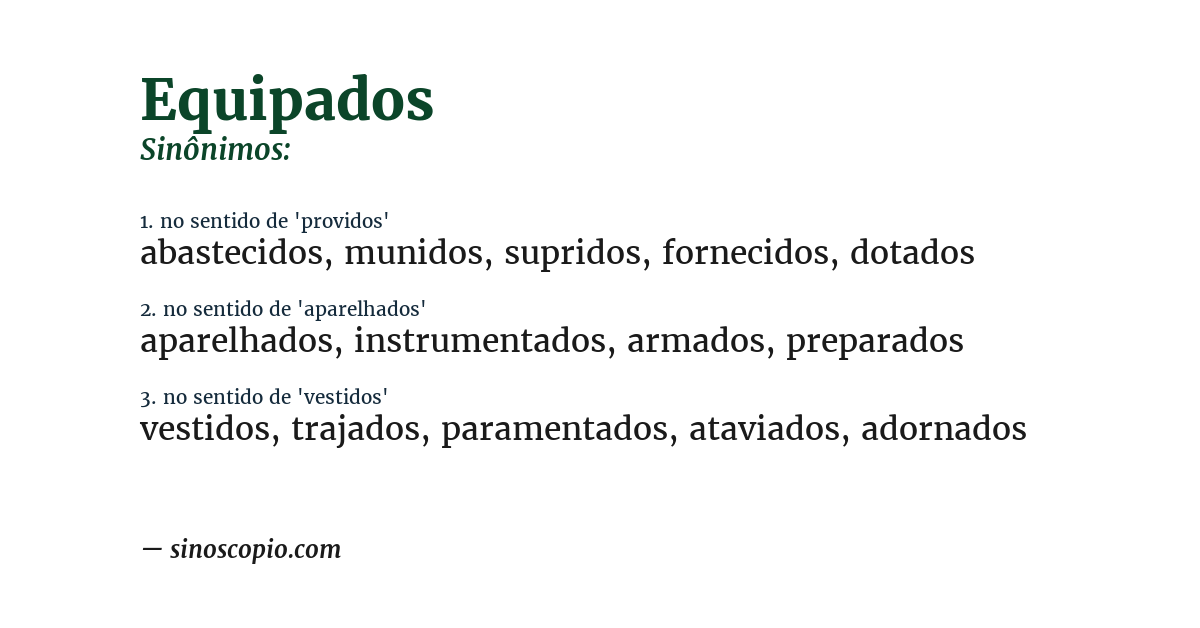 Sinônimo de equipados