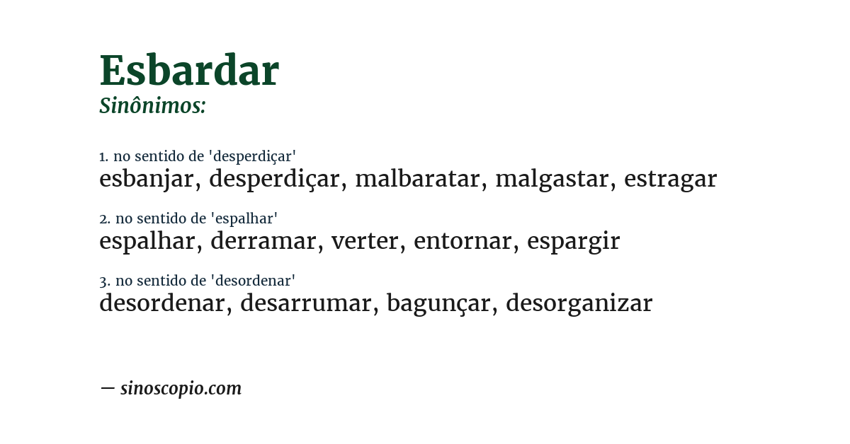 Sinônimo de esbardar