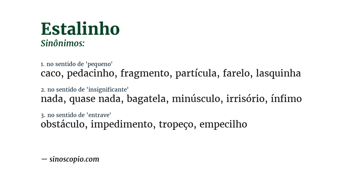 Sinônimo de estalinho