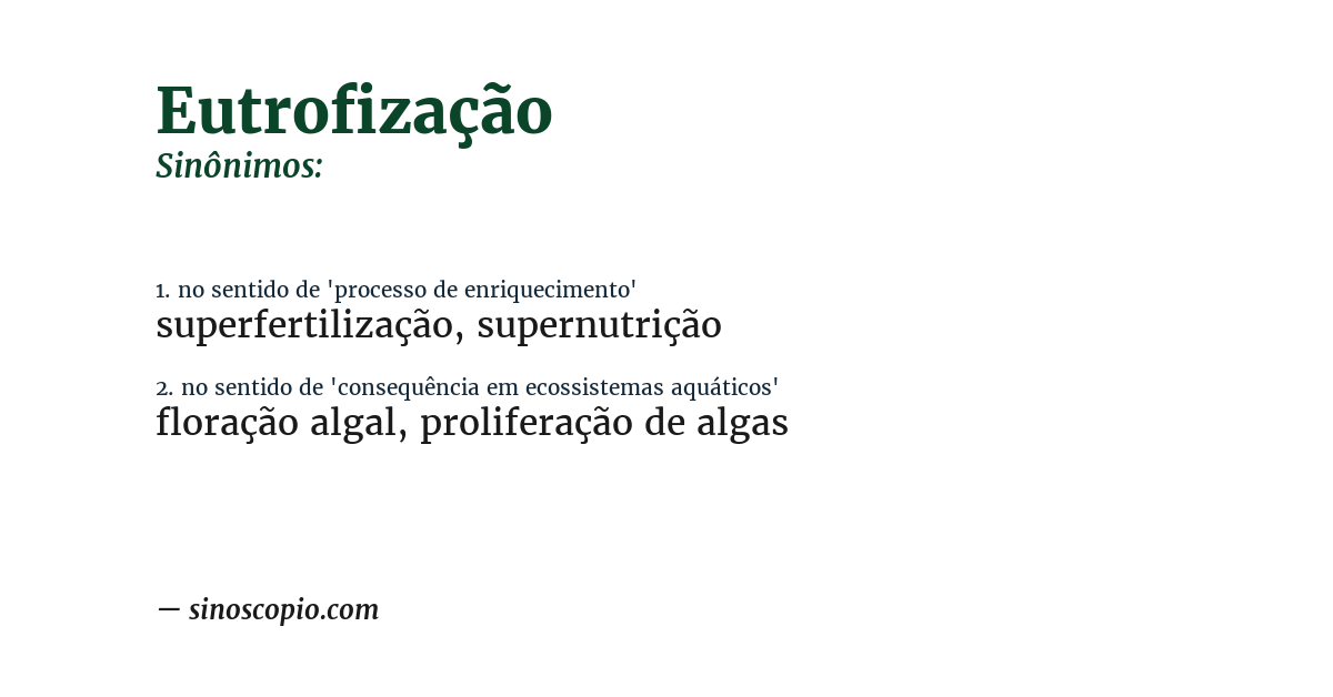 Sinônimo de eutrofização