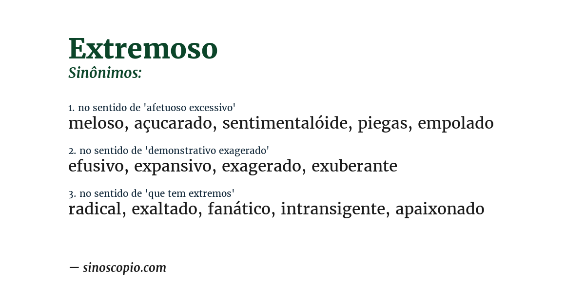 Sinônimo de extremoso