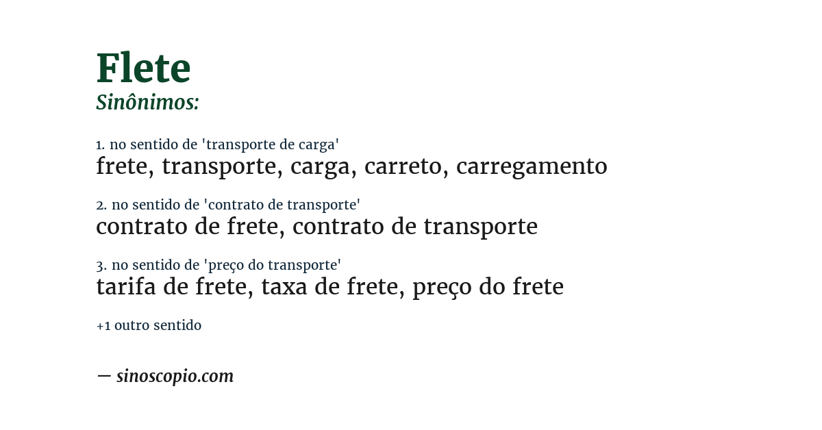 Sinônimo de flete
