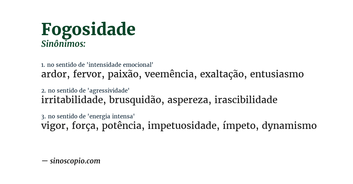 Sinônimo de fogosidade