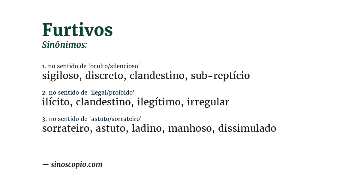 Sinônimo de furtivos
