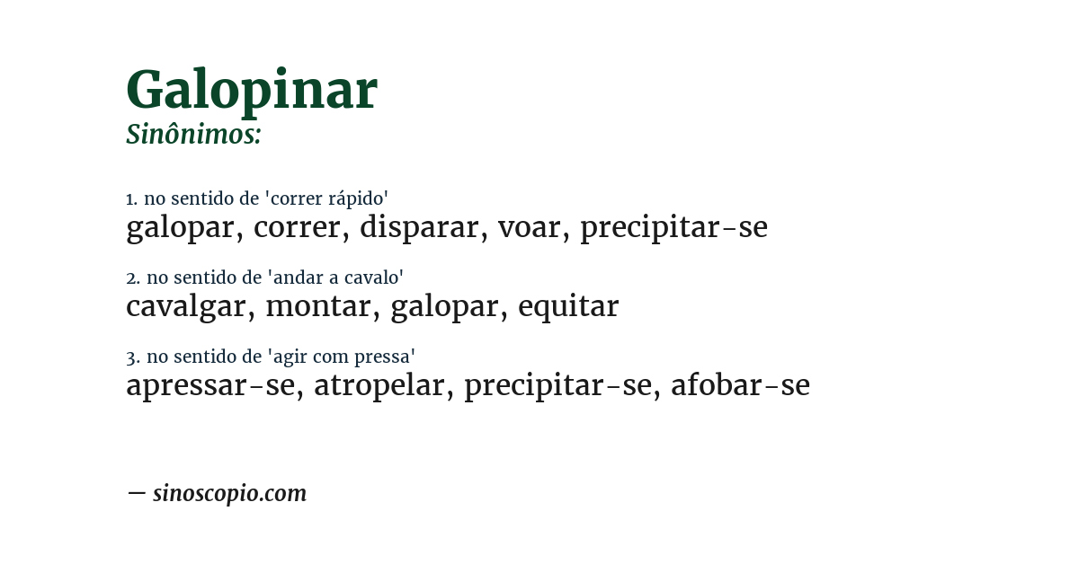 Sinônimo de galopinar