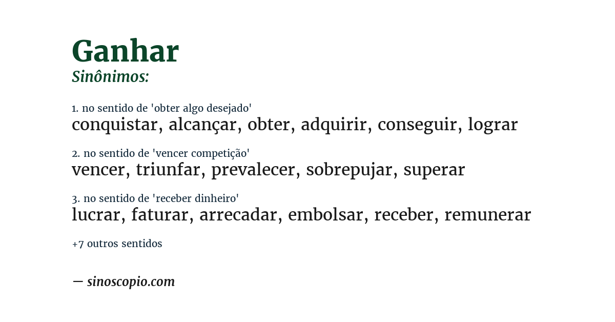 Sinônimo de ganhar