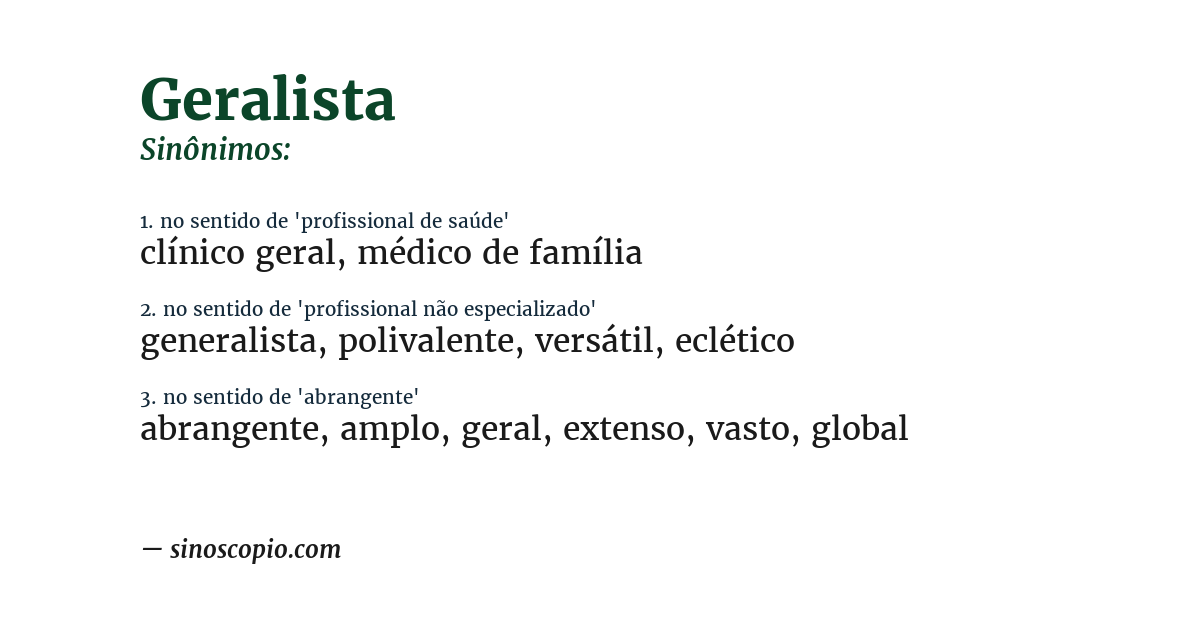 Sinônimo de geralista