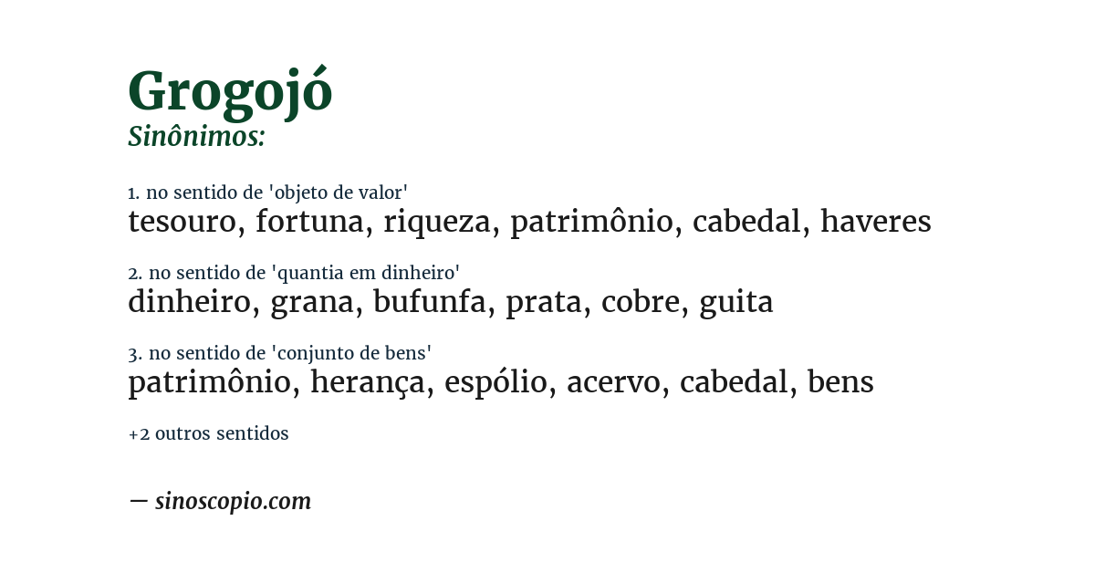 Sinônimo de grogojó