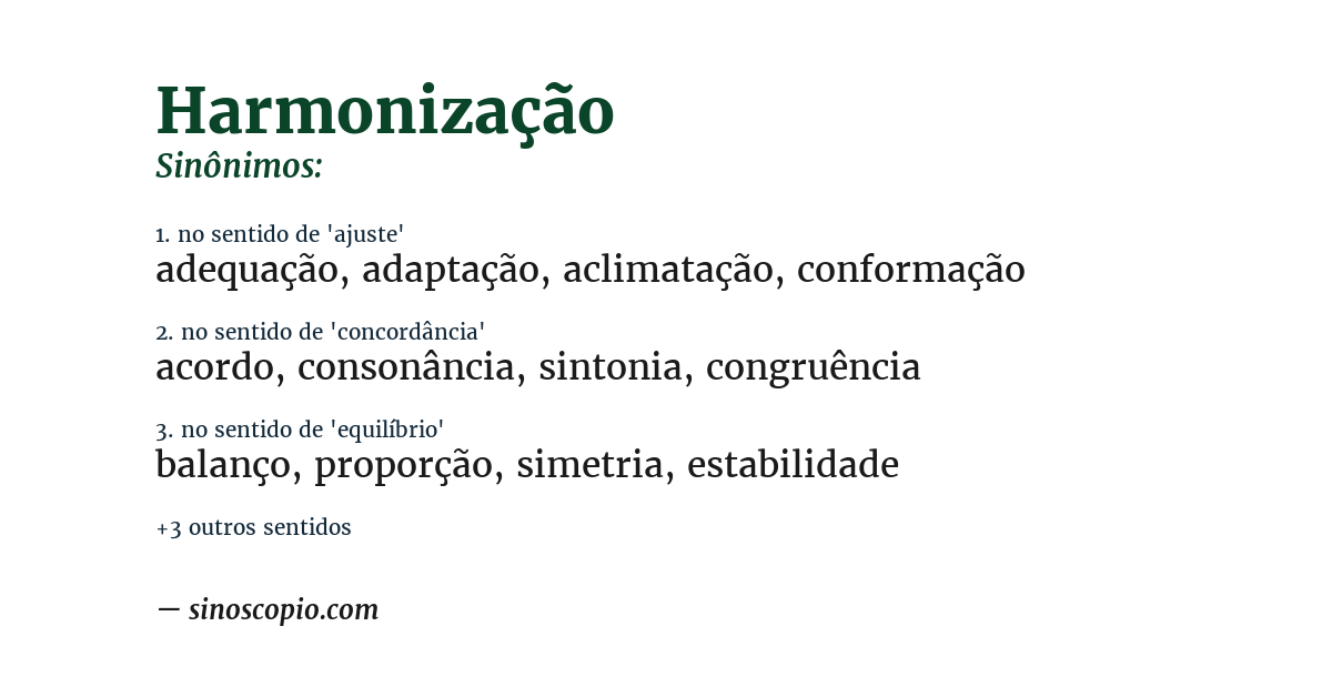 Sinônimo de harmonização