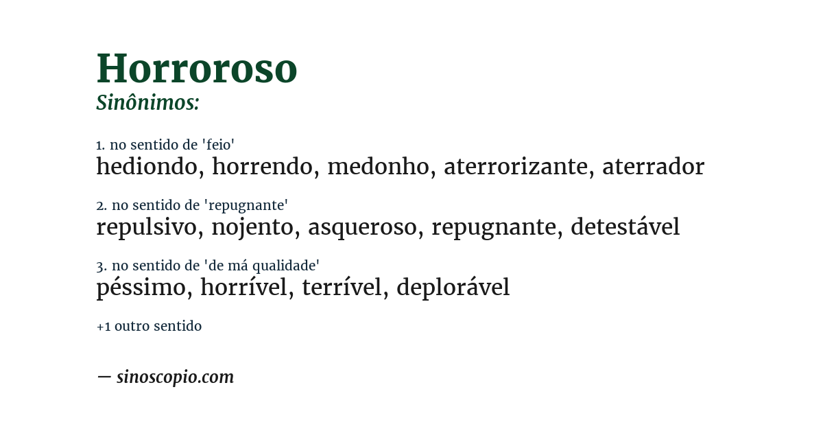 Sinônimo de horroroso