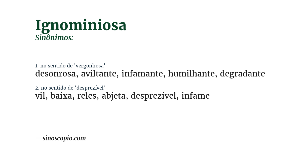 Sinônimo de ignominiosa