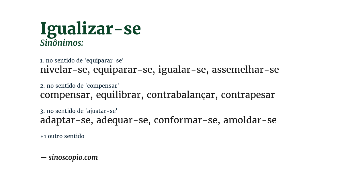 Sinônimo de igualizar-se