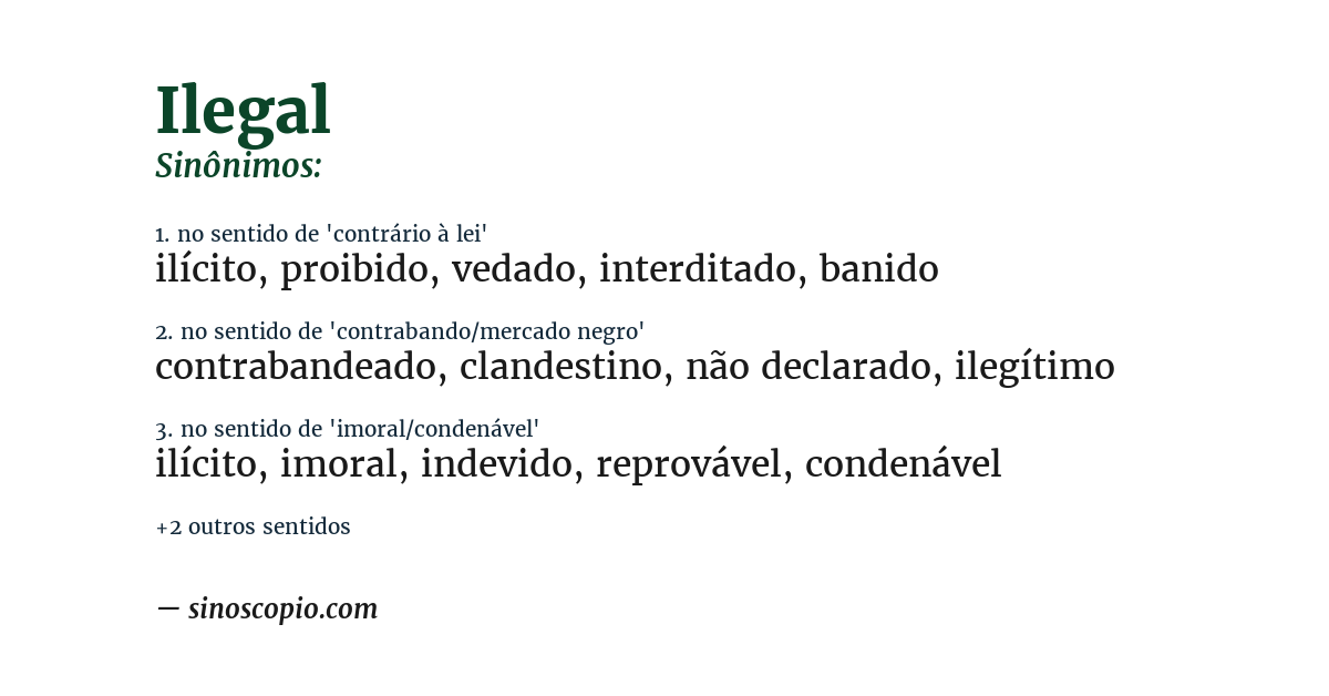 Sinônimo de ilegal