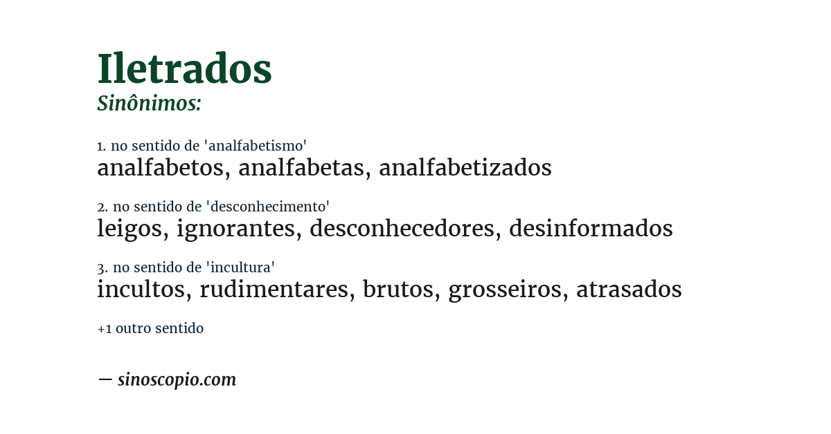 Sinônimo de iletrados