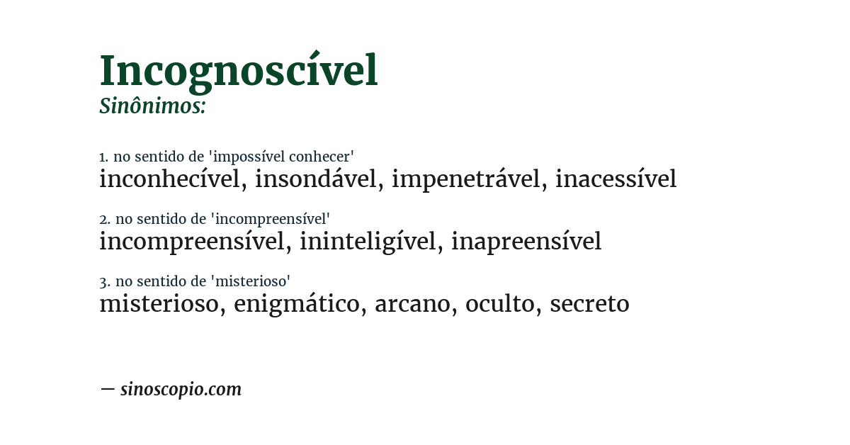 Sinônimo de incognoscível