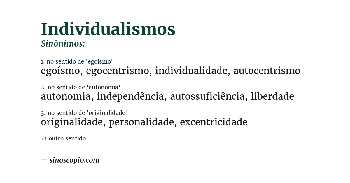 Sinônimo de individualismos